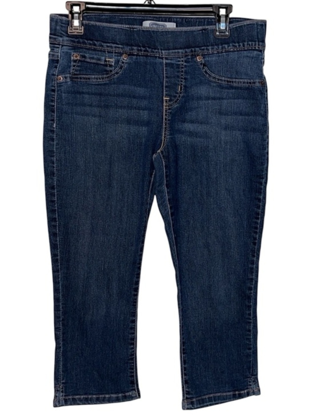 Signature by Levi Strauss Dark Blue Pull On Cropped Capri Jeans size 10